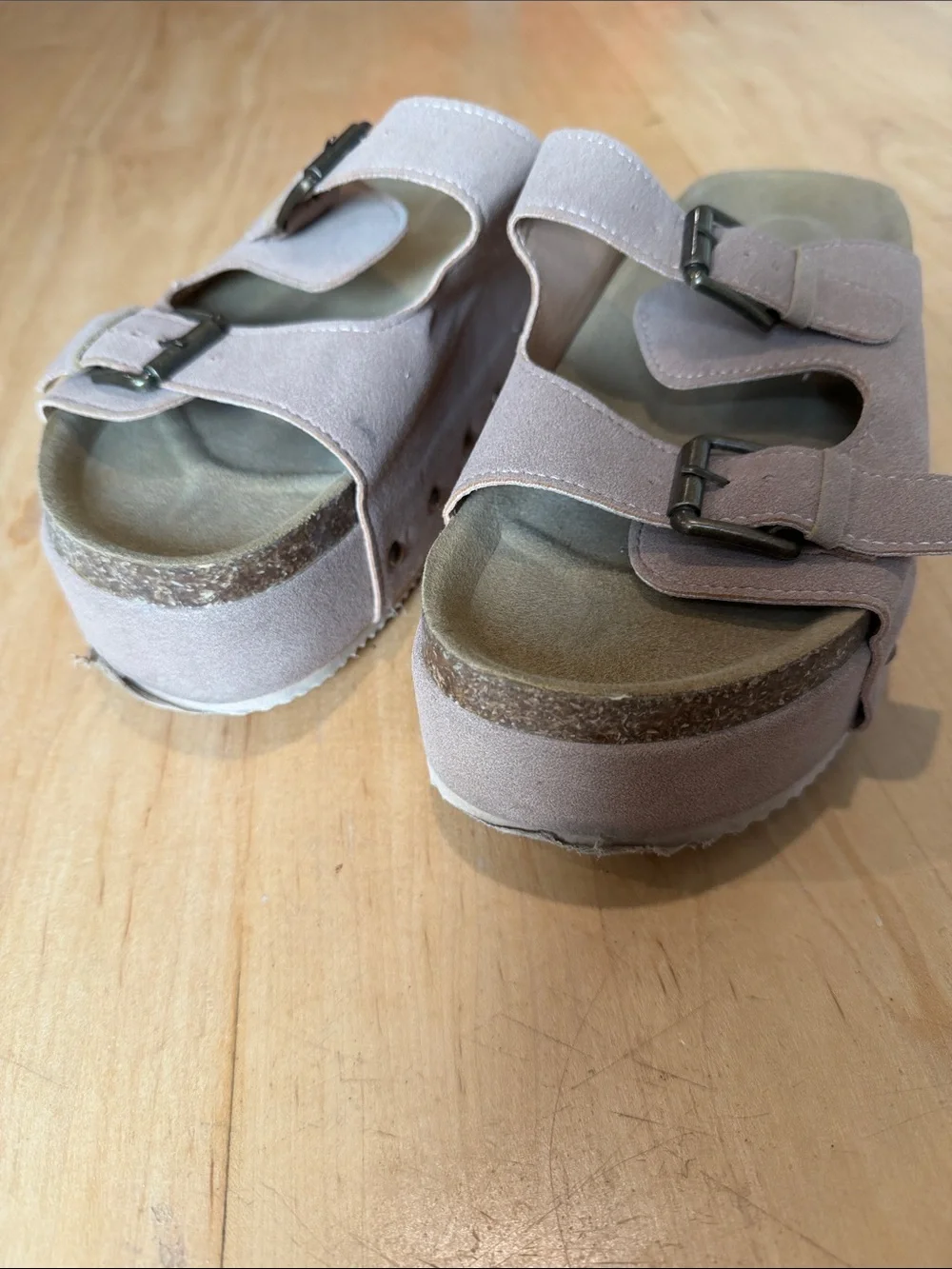 Platform Double-Buckle Sandal - Light Mauve